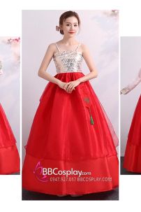 Hanbok Lễ Tết Hàn Voan Thêu Váy Hai Tầng