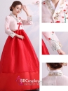 Hanbok Lễ Tết Hàn Voan Thêu Váy Hai Tầng