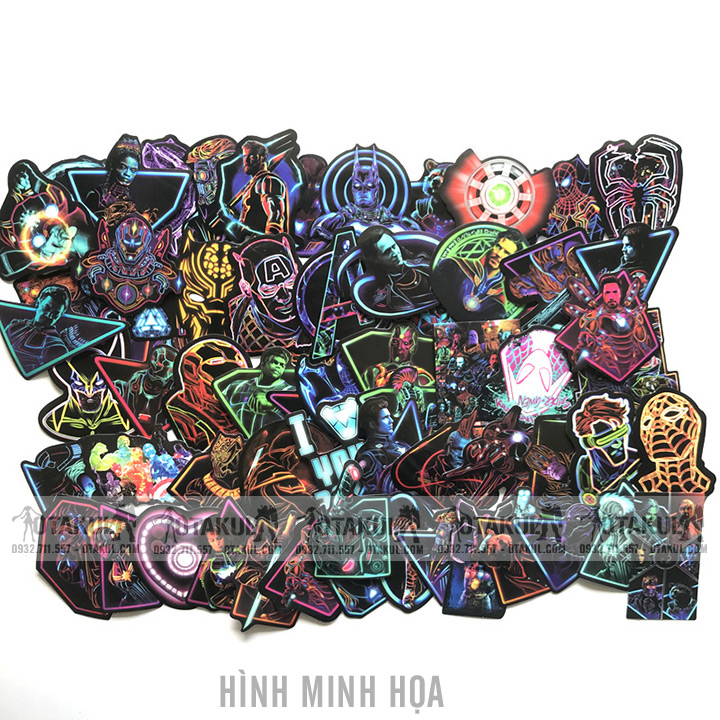Bộ Sticker Nhân Vật Marvel Neon