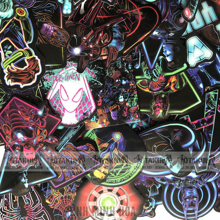 Bộ Sticker Nhân Vật Marvel Neon