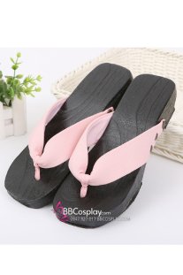 Guốc Gỗ Geta Bản Gỗ Đen Quai Hồng