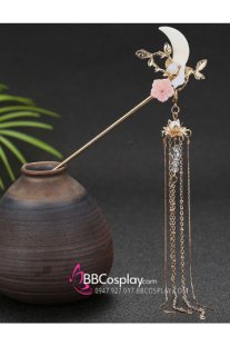 Trâm Cài Tóc Bán Nguyệt Vàng Có Tua Rua