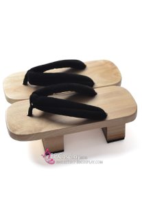 Guốc Gỗ Geta Bản Gỗ Đế Cao Quai Đen