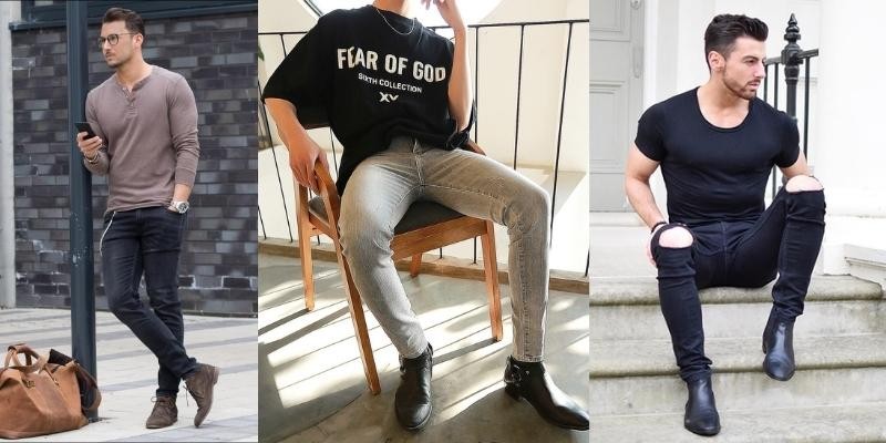 Phối đồ với giày boot cổ cao nam