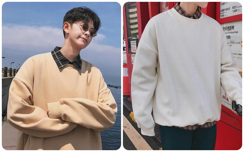Áo sweater còn có thể phối với áo sơ mi và áo thun