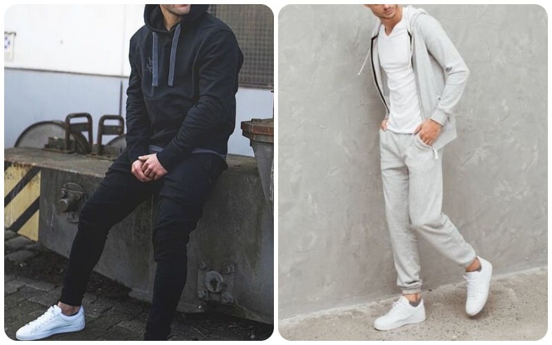 Áo hoodie với quần jogger/ quần tây/quần jean
