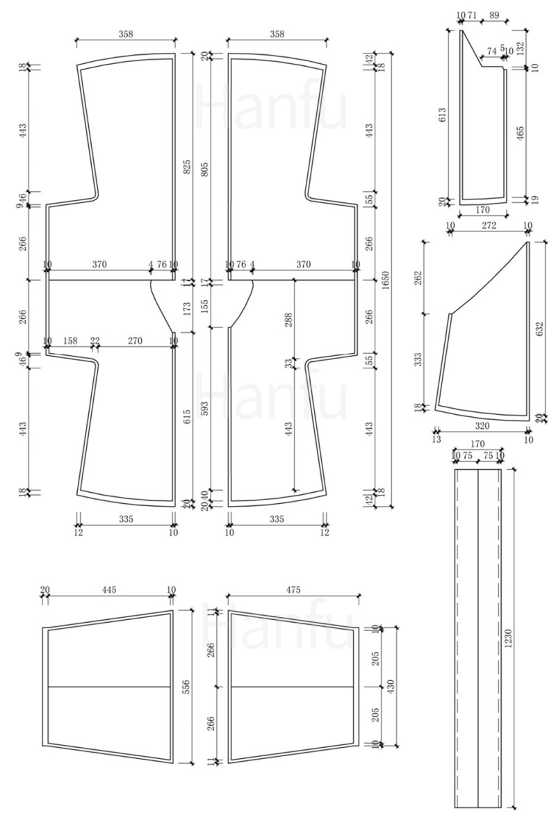 Hanfu Making (8) - Mẫu cắt &amp; may Shuhe