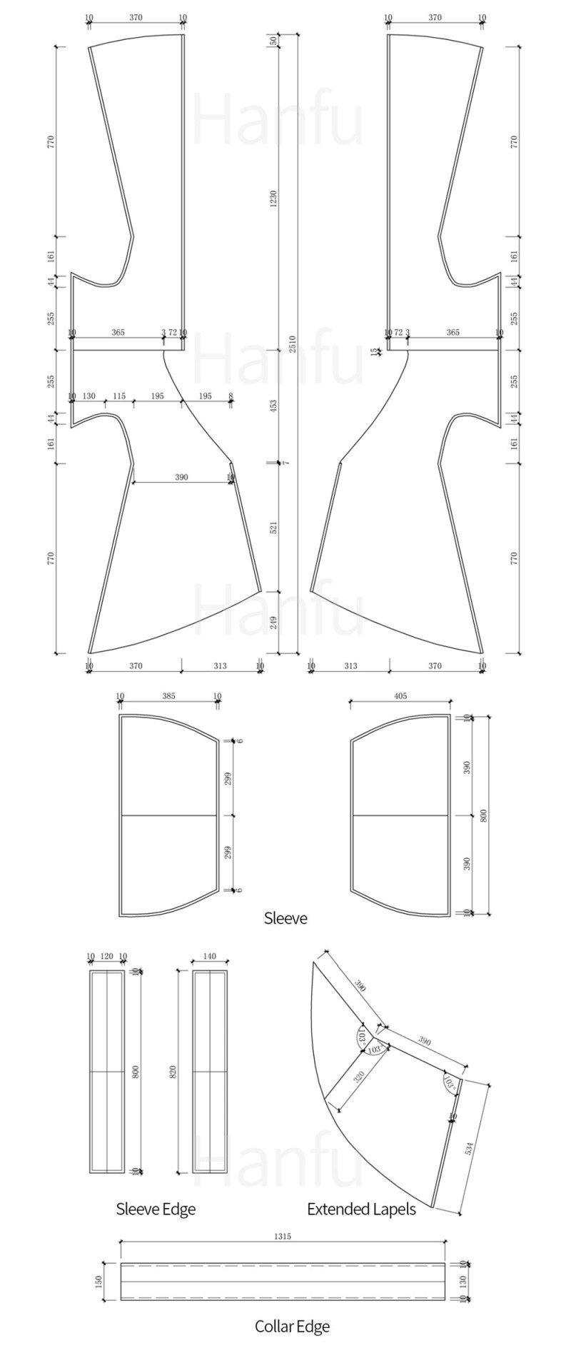 Hanfu Making (6) - Các mẫu cắt &amp; may Quju