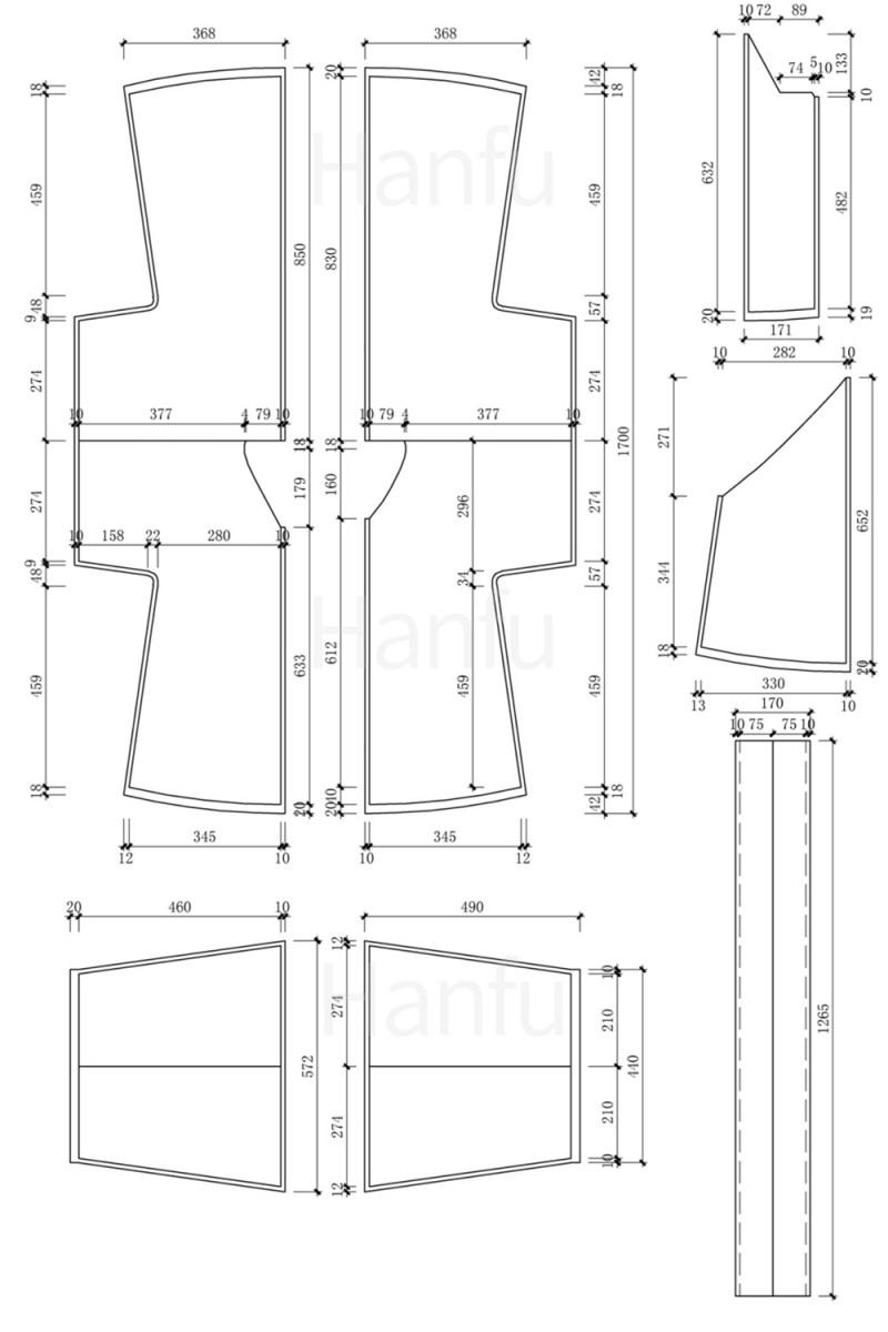 Hanfu Making (8) - Mẫu cắt &amp; may Shuhe