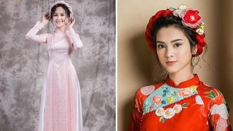 Tóc búi gọn phối mấn đội đầu