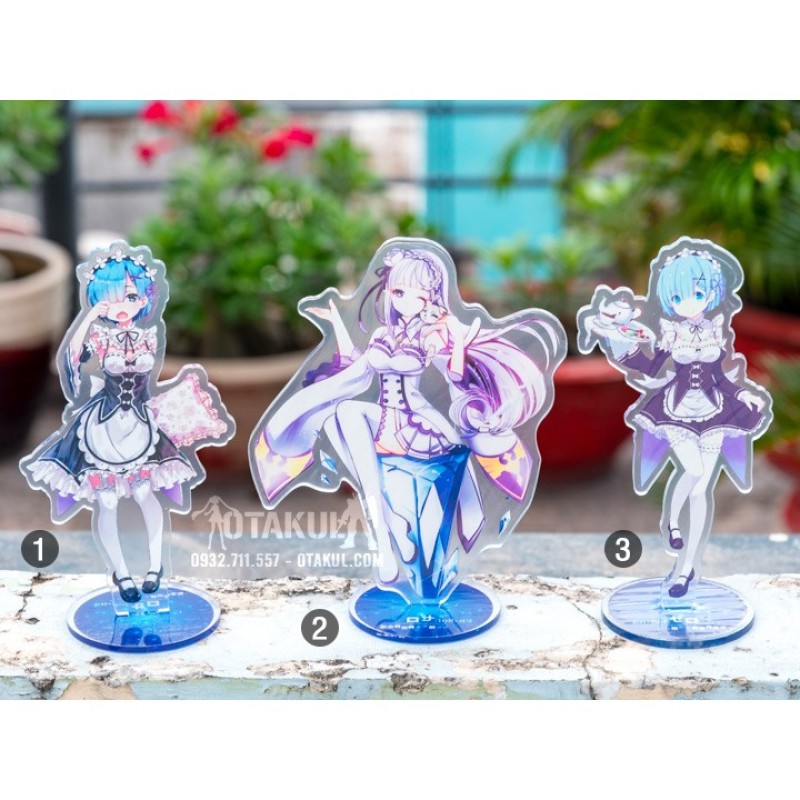 Mô Hình Standee Acrylic Emilia Và Rem - Re:Zero