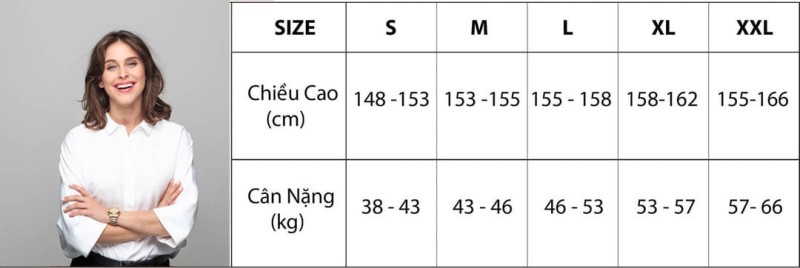 bang size ao so mi nu.