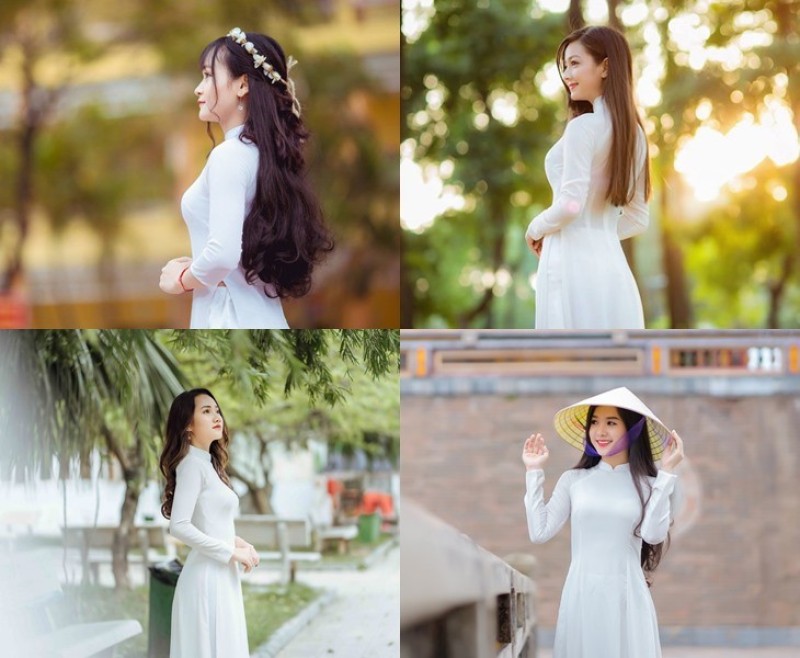 Tạo dáng chụp ảnh kỷ yếu với tư thế nhìn xa xăm
