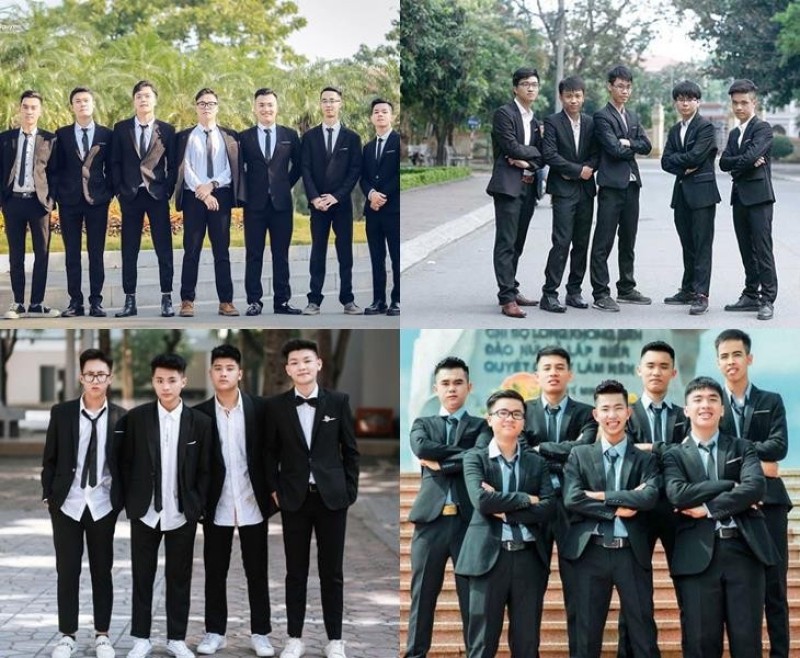 Ảnh kỷ yếu với vest đen cực ngầu