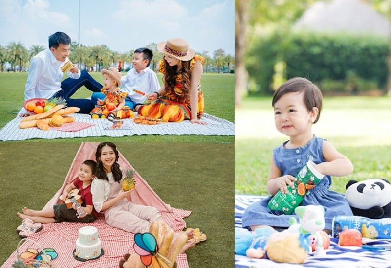 Mẹ và bé đi dã ngoại