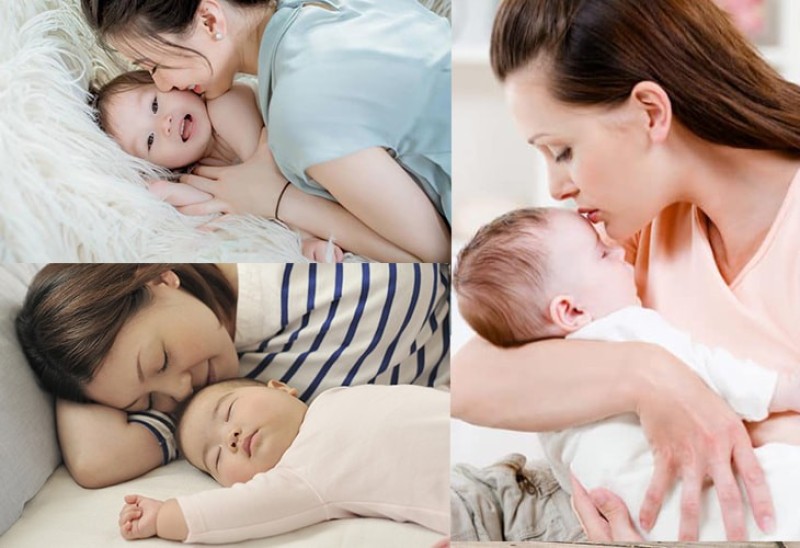 Tạo dáng mẹ chăm bé ngủ