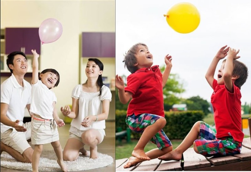 Cách tạo dáng chụp ảnh 2 mẹ con chụp ảnh với bóng bay