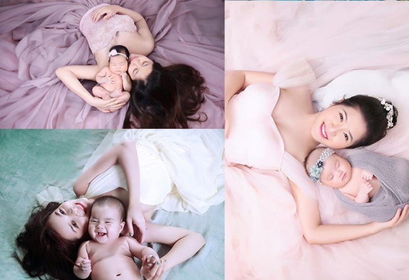 Em bé nằm trên người mẹ
