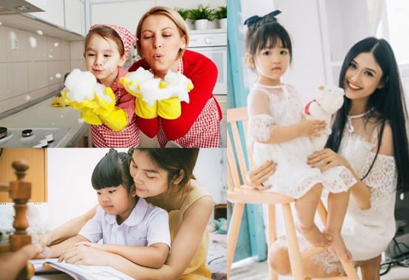 Mẹ và bé làm những hoạt động thường ngày
