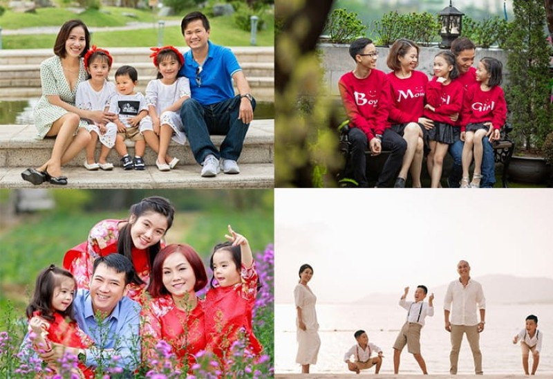 Chụp gia đình với phong cảnh thiên nhiên