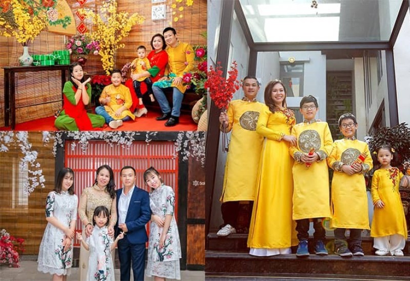 Ảnh gia đình diện áo dài ngày Tết