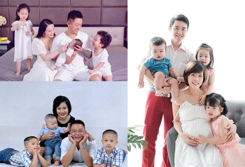 Tạo dáng cả nhà quây quần