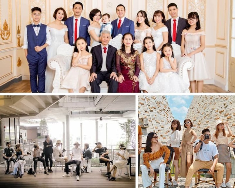 Kiểu tạo dáng ngồi trên ghế được nhiều người ưa chuộng trong shoot hình tập thể