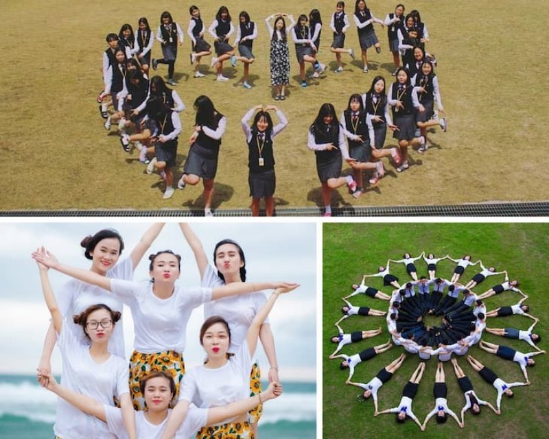 Xếp hình ông sao, hình tròn,... đang trở thành xu hướng trong chụp ảnh tập thể
