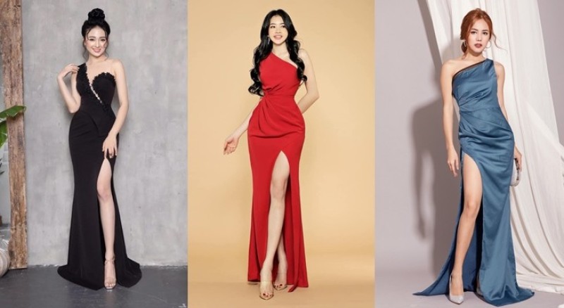 Tạo dáng chụp hình khi mặc đầm dạ hội