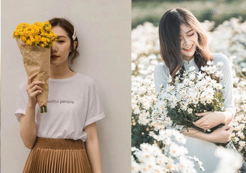 Nét dễ thương của bạn được toả sáng cùng những bông hoa