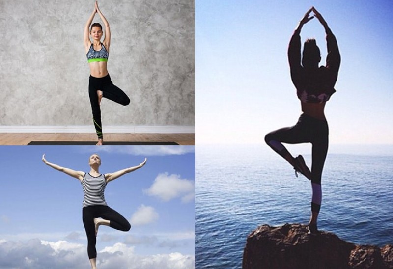 Tạo dáng Yoga chụp ảnh tư thế cái cây