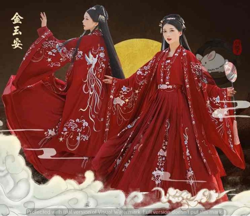 hán phục cổ trang màu đỏ