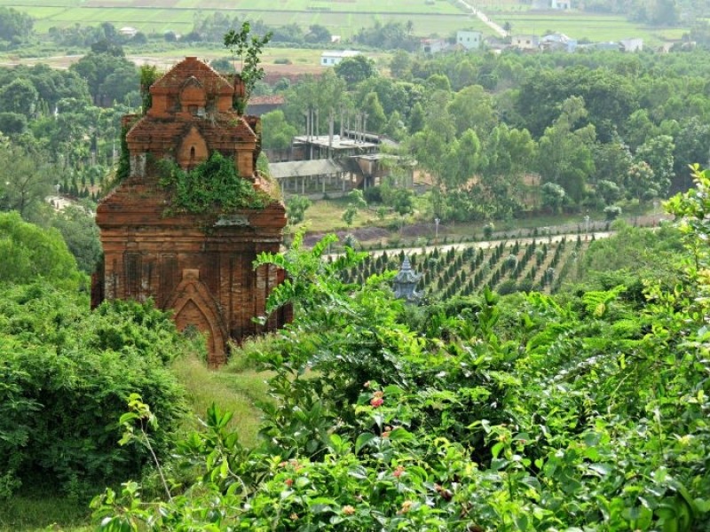 Không gian tươi mát bao trùm quanh tháp Bánh Ít