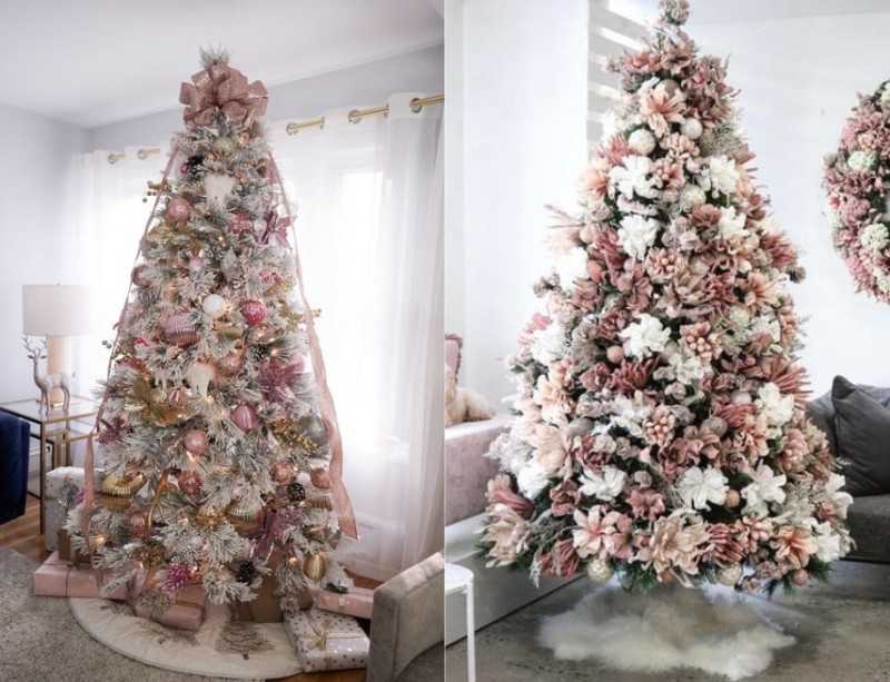 Cách trang trí cây thông Noel theo tông Hồng