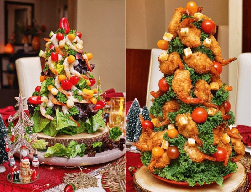 cây thông salat và thịt tôm