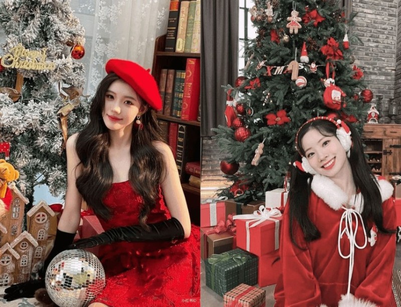 chụp ảnh xinh xắn bên cây thông Noel