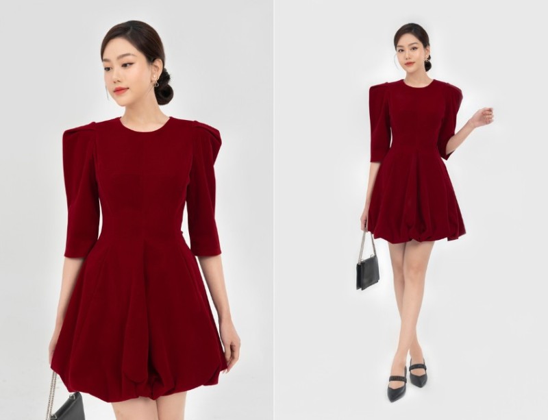 đầm đỏ nổi bật trong mùa Noel