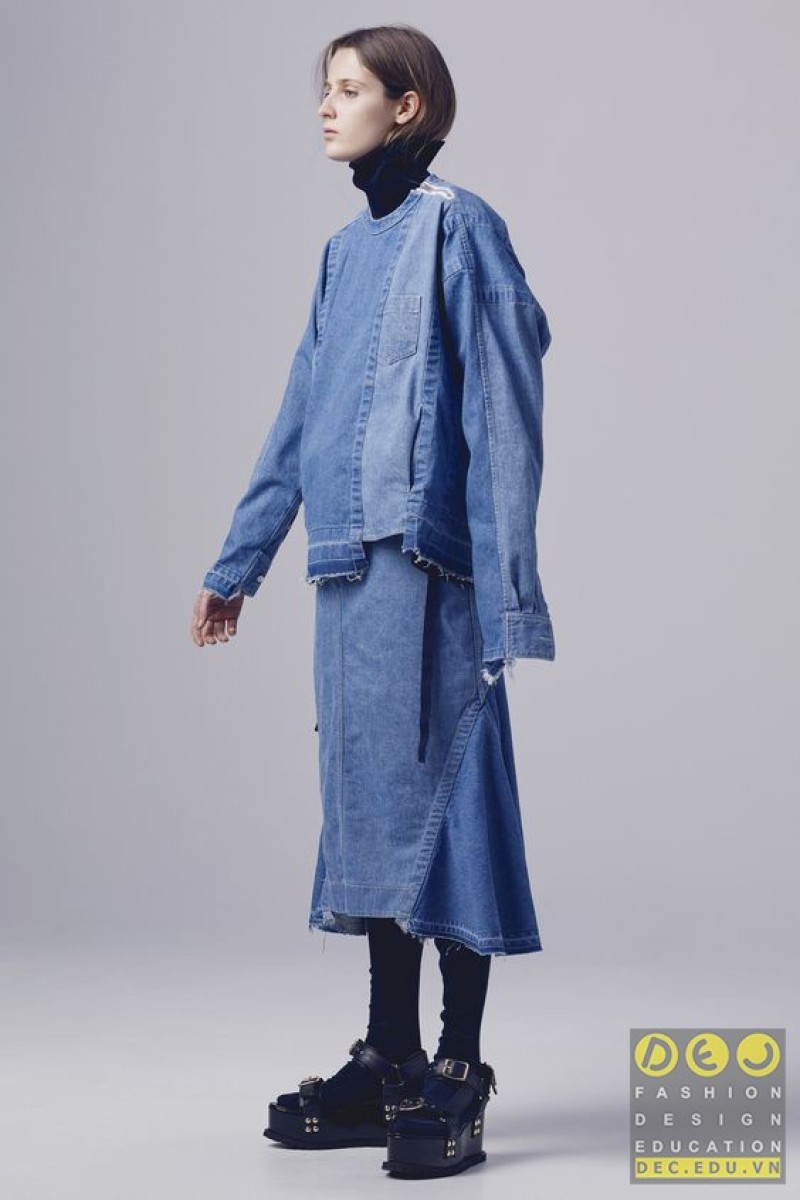 Vải Denim trong bộ sưu tập Sacai Pre-Fall 2016