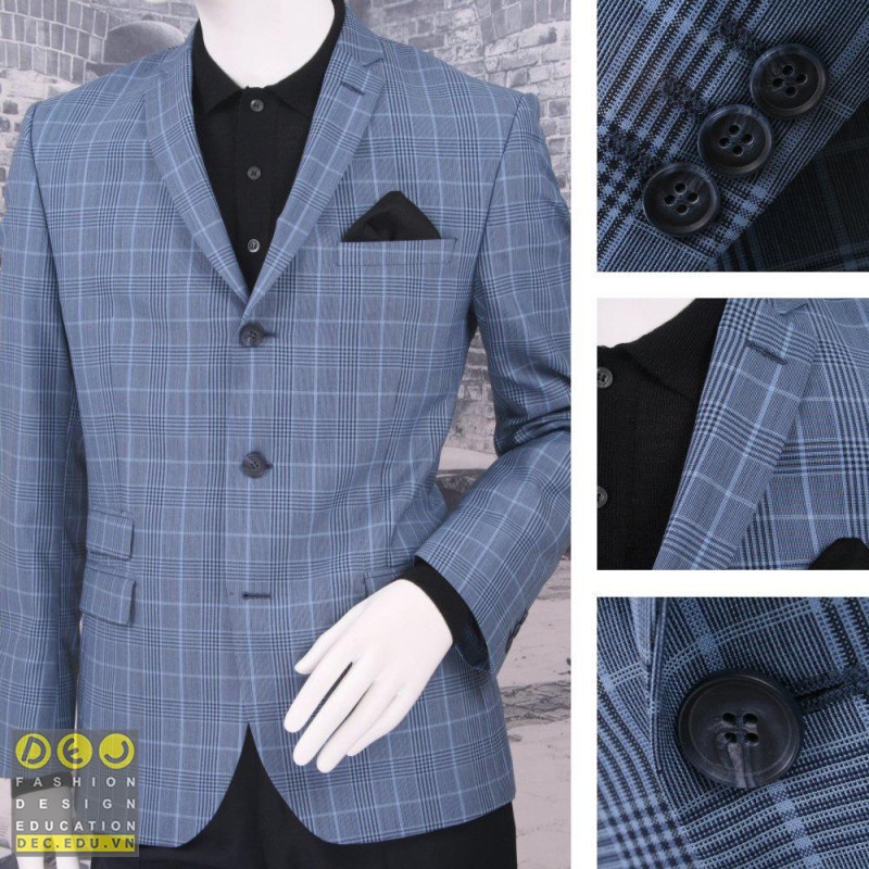Áo khoác blazer với 3 khuy và túi nắp