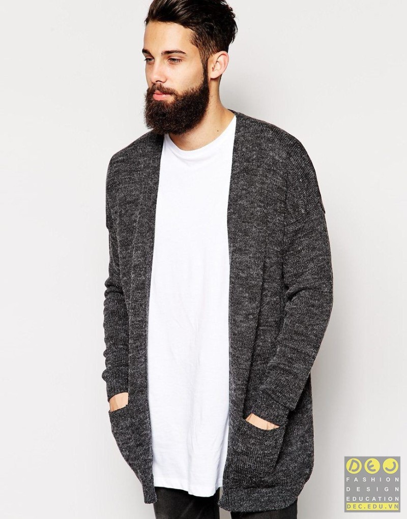Kiểu áo Longline Textured Cardigan