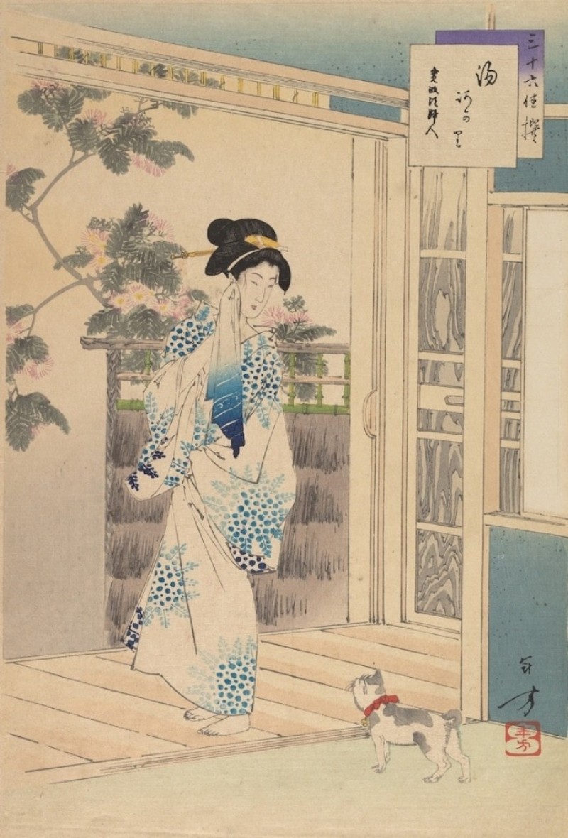 Toshikata Mizuno, Sau khi tắm: Người phụ nữ thời đại Kansei (1893) (Ảnh: The Metropolitan Museum of Art qua Wikimedia Commons)