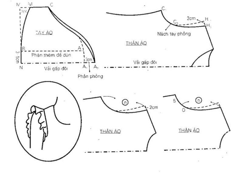 Tay phồng có dún thân tay rộng