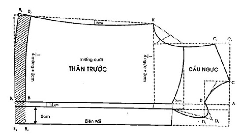 cách may áo có cầu ngực