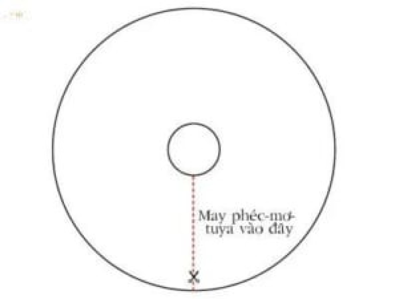 Bước may phéc – mơ – tuya vào đường kẻ đỏ như hình minh hoạ 