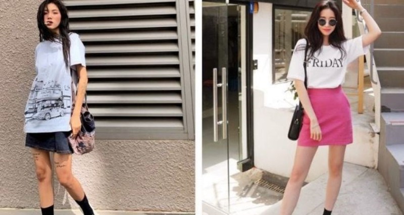 Áo thun unisex dễ dàng kết hợp với nhiều kiểu dáng váy khác nhau