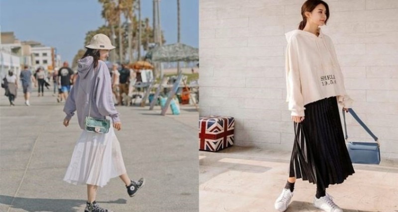 Kết hợp chân váy dài sẽ giúp che khuyết điểm chân to