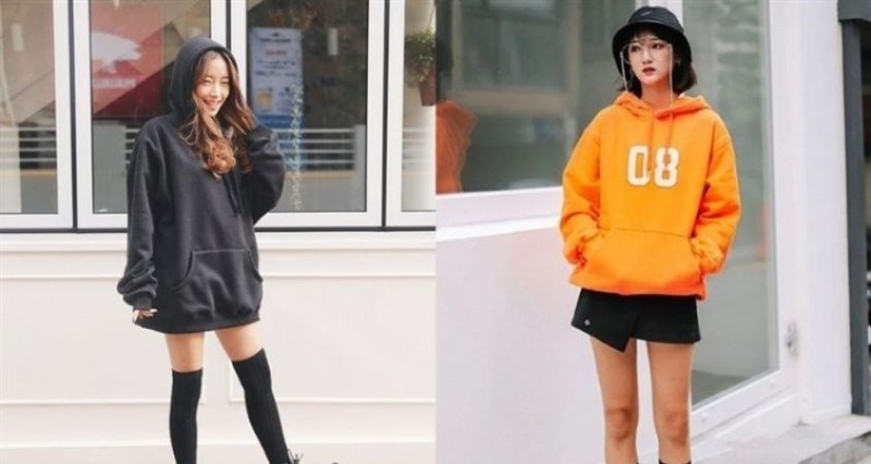 Người béo bụng có thể mặc áo hoodie form rộng để che khuyết điểm