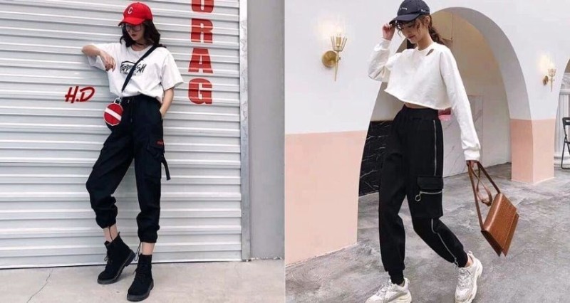 Quần túi hộp unisex với áo thun là một item cực chất