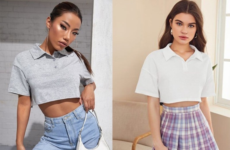 Áo thun có cổ croptop