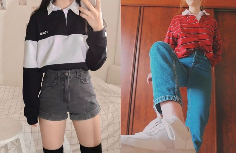 Dễ phối đồ với áo thun có cổ nữ